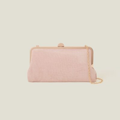 Suedette Clip Frame Clutch Bag