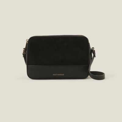 Suedette Classic Cross-Body Bag Black