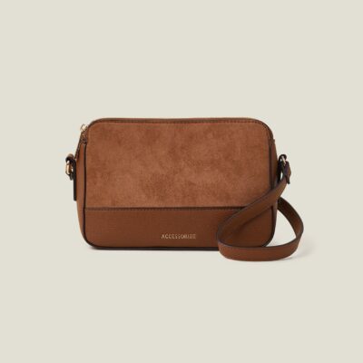 Suedette Classic Cross-Body Bag Tan