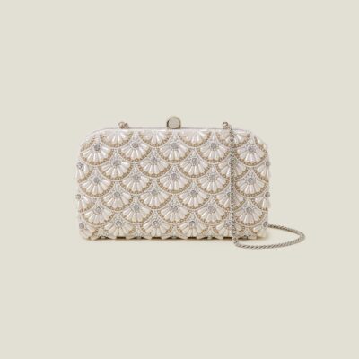 Bridal Hand-Beaded Hardcase Clutch