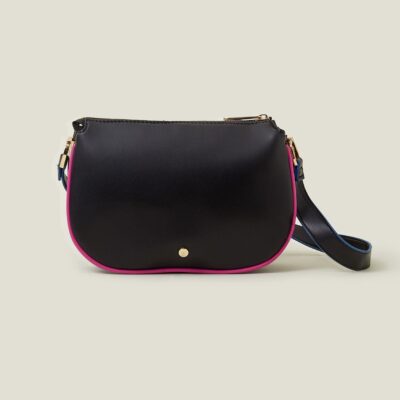 Colour Piping Cross-Body Bag Black