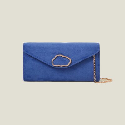 Suedette Box Clutch Bag Blue