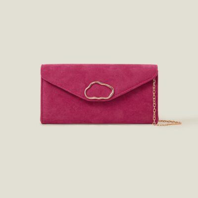 Suedette Box Clutch Bag Pink