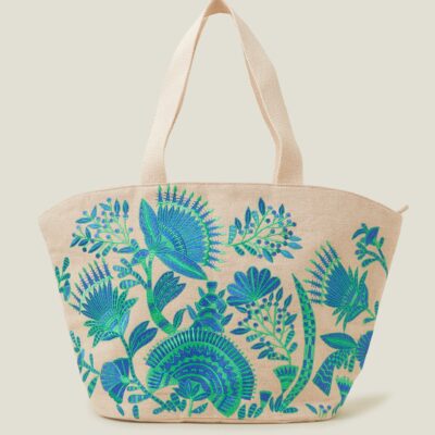 Embroidered Beach Tote Bag