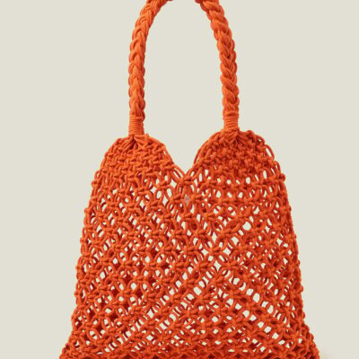 Open Weave Shopper Bag Orange