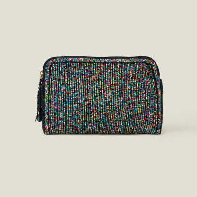 Hand-Beaded Zip Clutch Bag