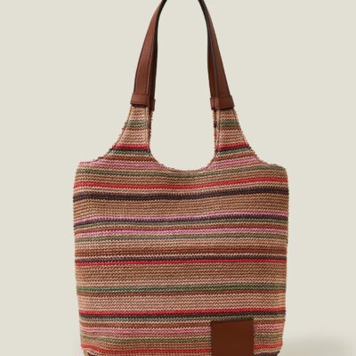 Stripe Raffia Shoulder Bag