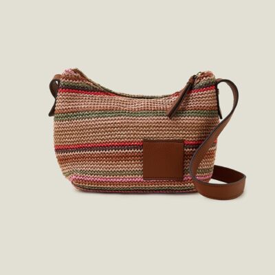 Stripe Raffia Cross-Body Bag