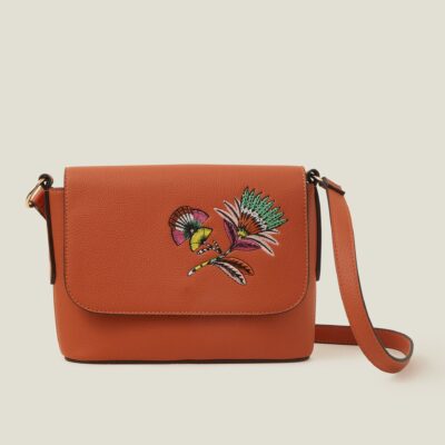 Embroidered Cross-Body Bag Orange