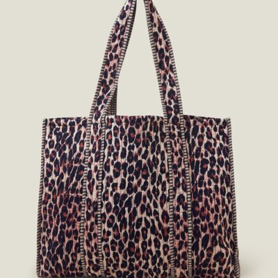 Leopard Print Quilted Shopper Bag