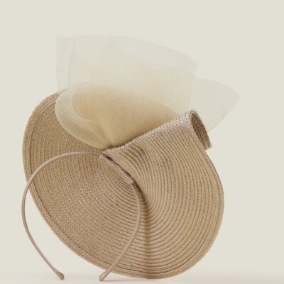 Mary Jane Woven Disc Fascinator Natural