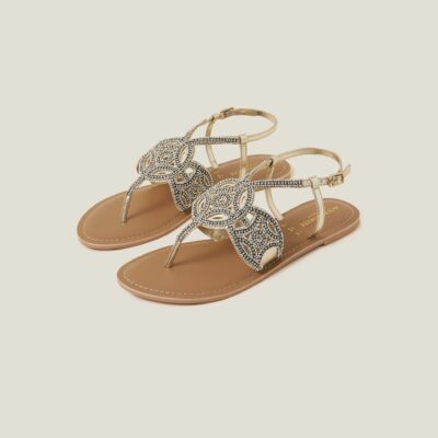 Sparkle Circle Sandals Gold