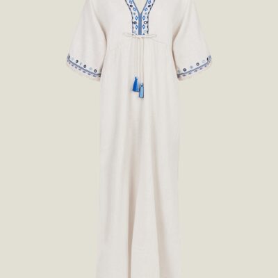 Mirror Embroidered Kaftan Cream