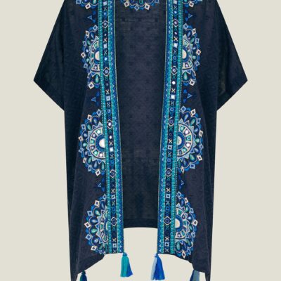 Mirror Embellished Cover Up Blue