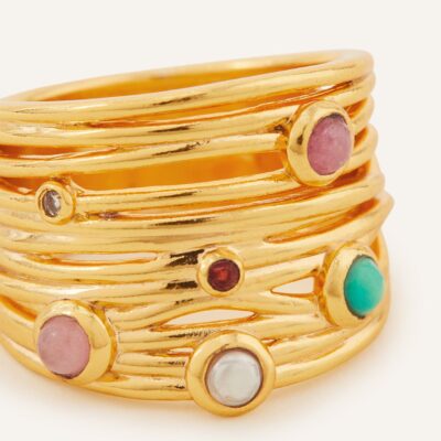 14ct Gold-Plated Stone Layered Ring