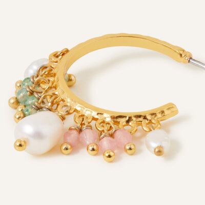 14ct Gold-Plated Beaded Hoops