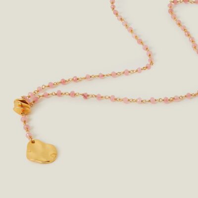 14ct Gold-Plated Rose Quartz Necklace