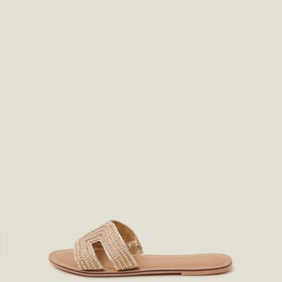 Bella Beaded Sliders Gold