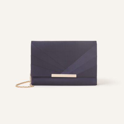 Satin Fold Over Clutch Bag Blue