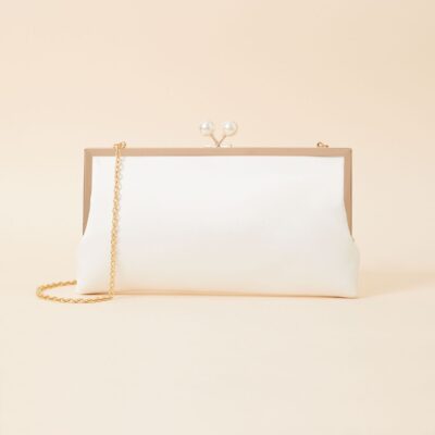 Bridal Pearl Clasp Satin Clutch Bag