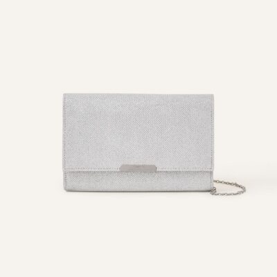 Metallic Box Clutch Bag Silver