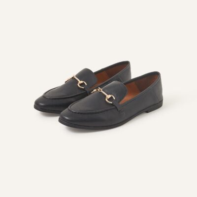 Metal Bar Loafers Black