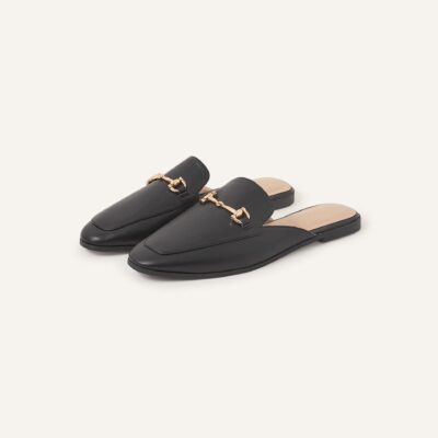 Backless Metal Bar Loafers Black