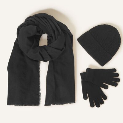 Super-Soft Hat, Gloves, and Scarf Set Black