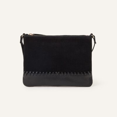 Leather Stitch Detail Cross-Body Bag Black