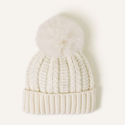 Pom-Pom Beanie Hat Cream