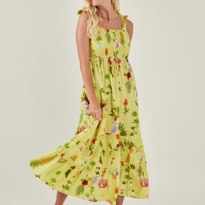 Botanical Print Maxi Dress Yellow