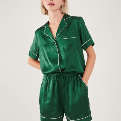 Satin Short Pyjama Set Green