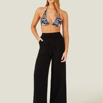 Crinkle Beach Trousers Black