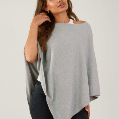 Knit Poncho Grey