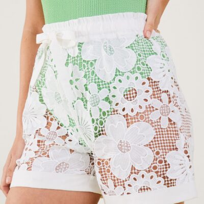 Lace Flower Shorts White