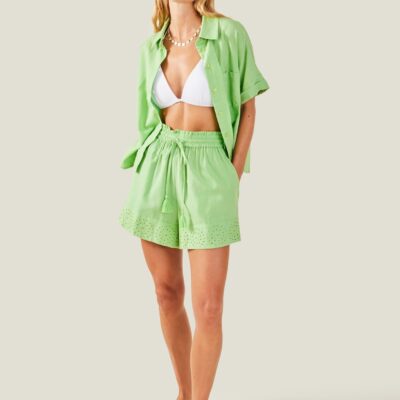 Broderie Beach Shorts Green